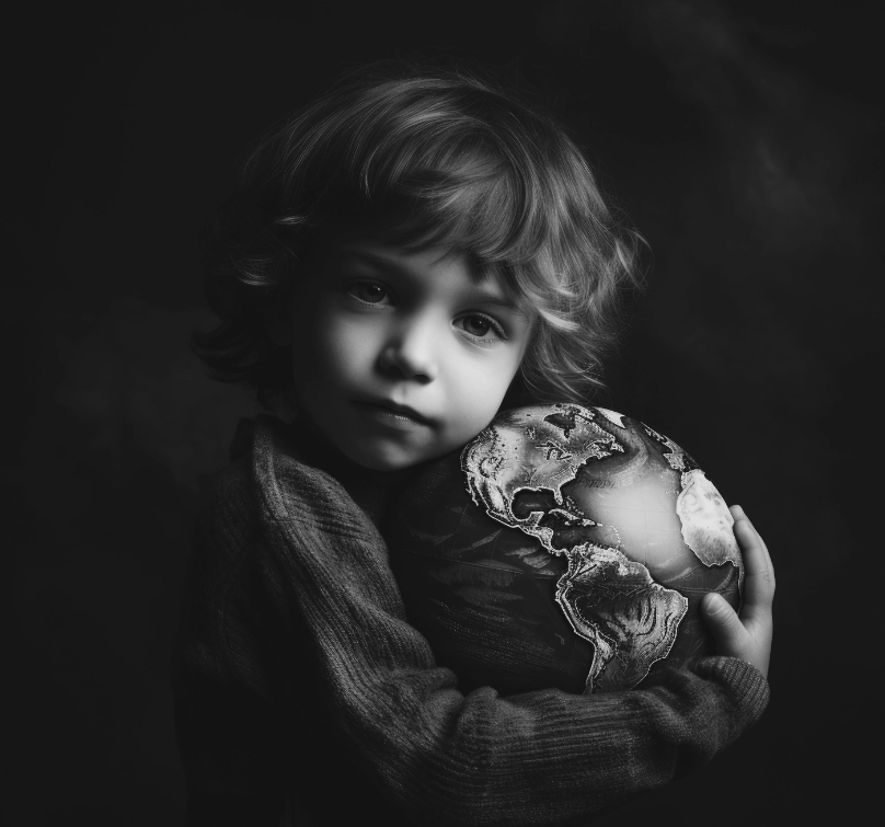 A young child holding a globe, symbolizing the impact of ESG ratings on public companies.