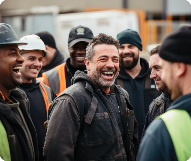 Group of smiling workers.